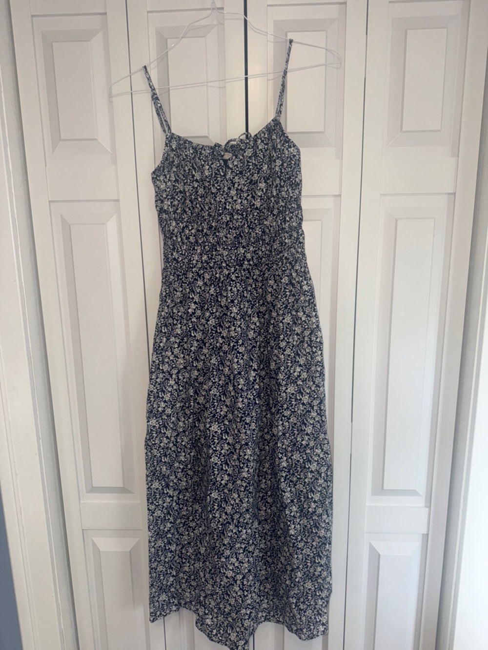 Universal Thread Navy Floral Midi Dress with White Print